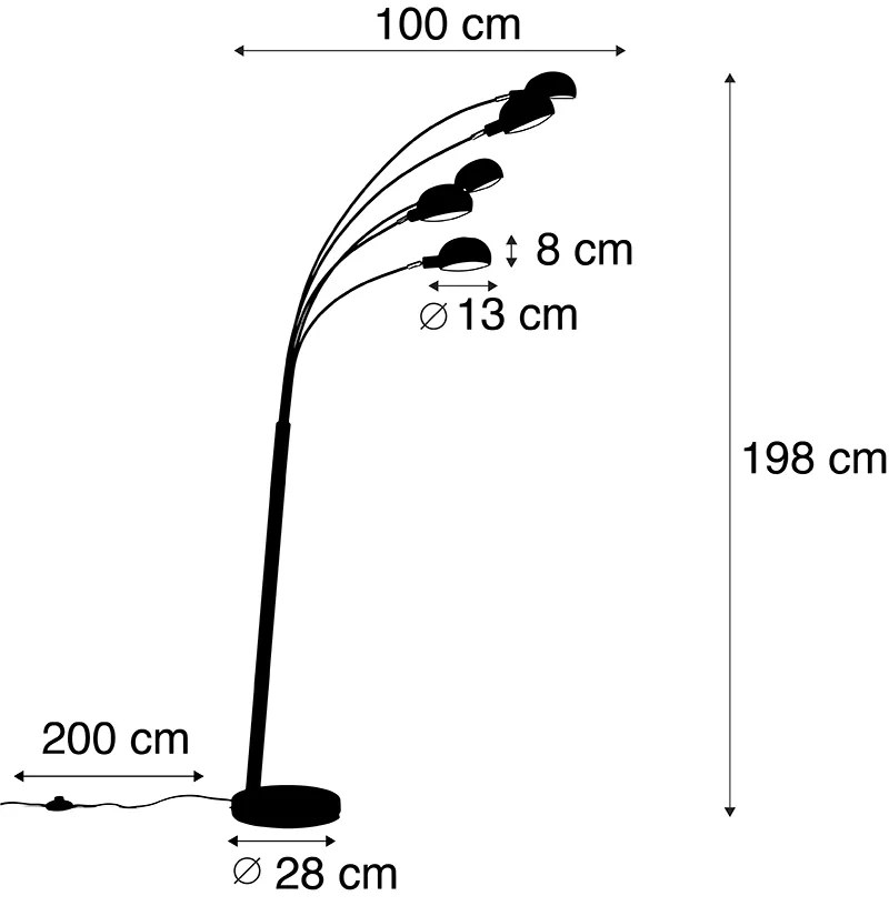 Inteligentna lampa stojąca czarna 5-światłowa w tym Wifi B35 - Sixties
