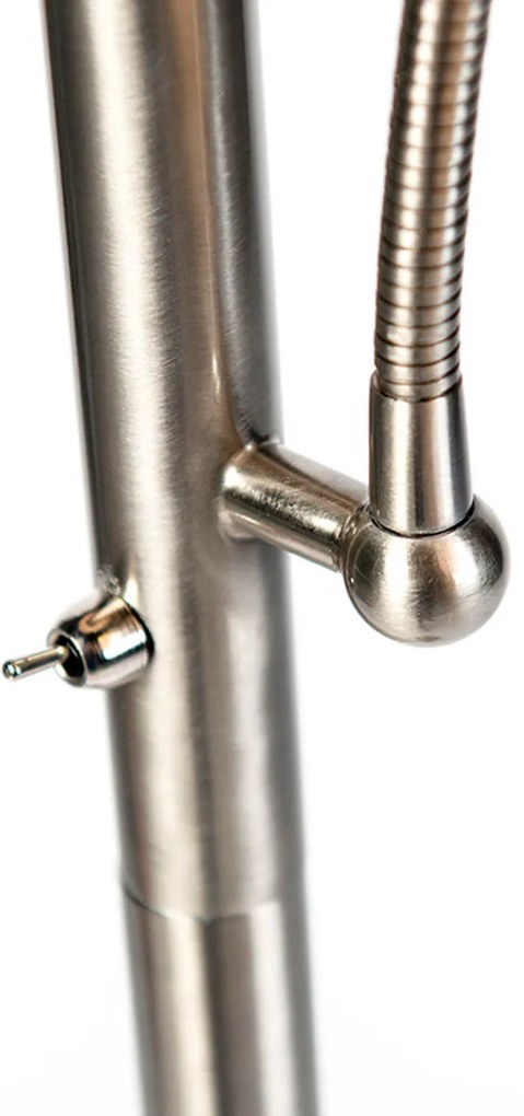 Inteligentna lampa podłogowa stalowa z szarym abażurem, w tym Wi-Fi A60 i E14 - Retro