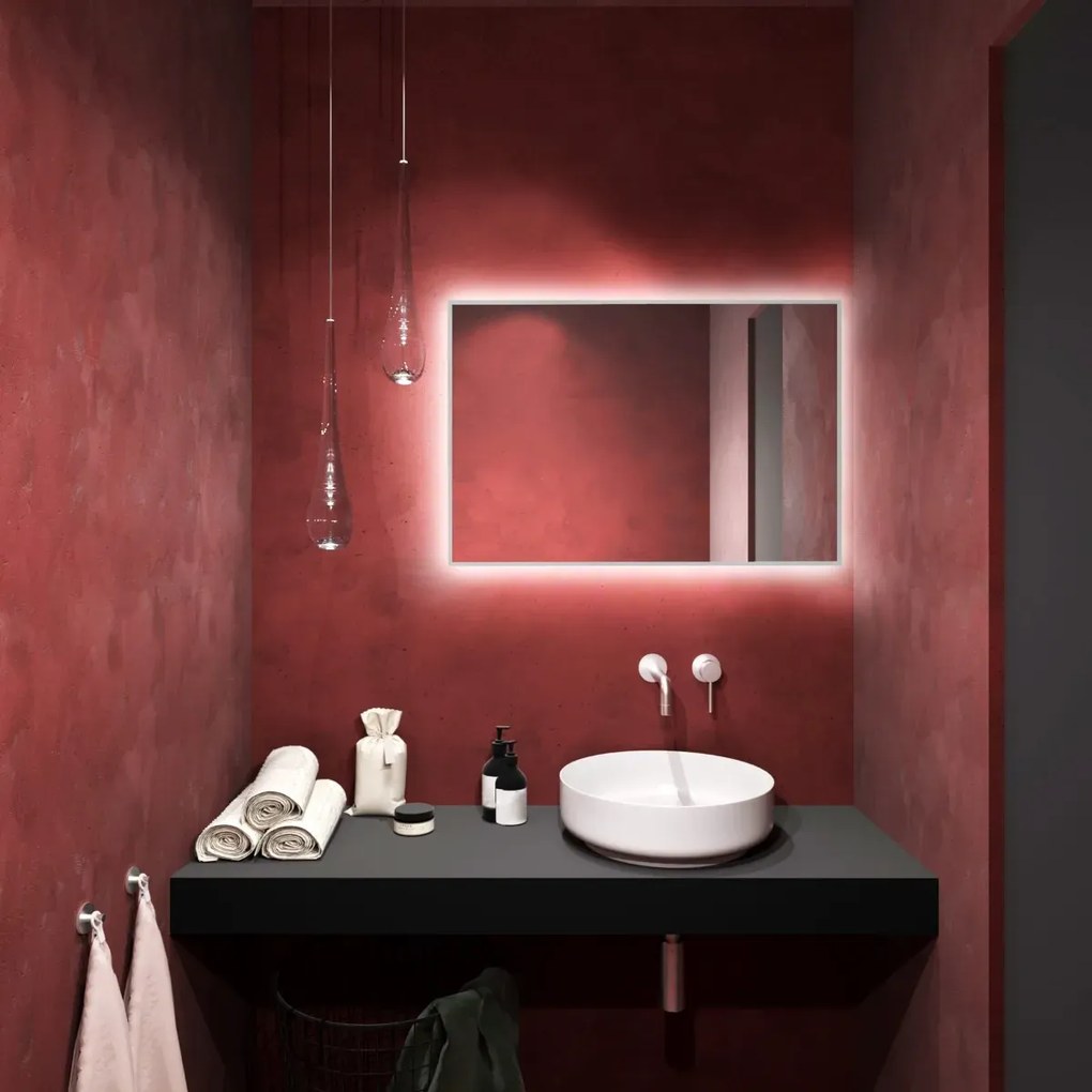 Lustro łazienkowe LUMO 90x60cm białe z oświetleniem LED BALTICA DESIGN