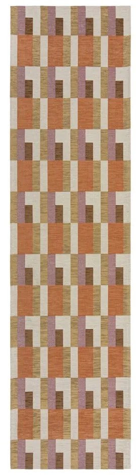 Pomarańczowo-naturalny chodnik 60x230 cm Riley Block Geo – Flair Rugs