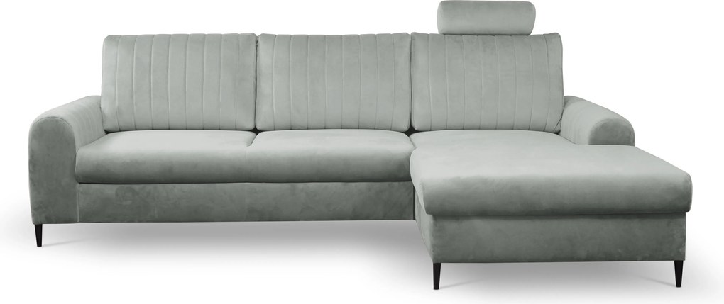 Masseno Narożnik VERONA z funkcją spania i pojemnikiem na pościel Narozniki L, Rozkładana sofa - Szary, VELLUTO GREY 16