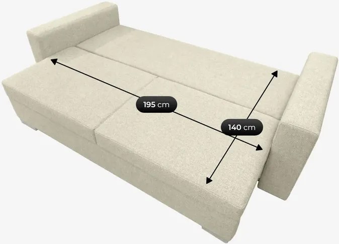 Sofa z Funkcją Spania DRAVOS Kremowa Japandi