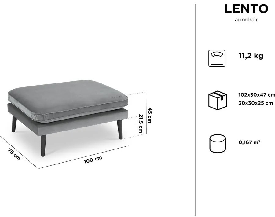 Zielony aksamitny podnóżek z czarnymi nogami Kooko Home Lento