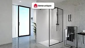 Ścianka prysznicowa - 120 x 200 cm - Czarny mat - Szkło hartowane - AMBERI