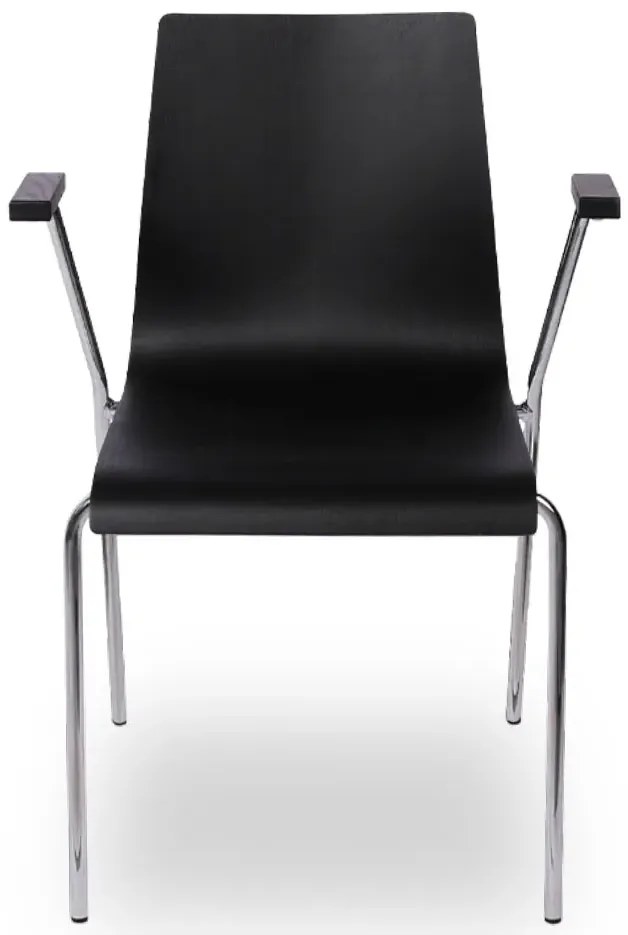 Krzesło konferencyjne z podłokietnikami czarny + chrom T7-H88