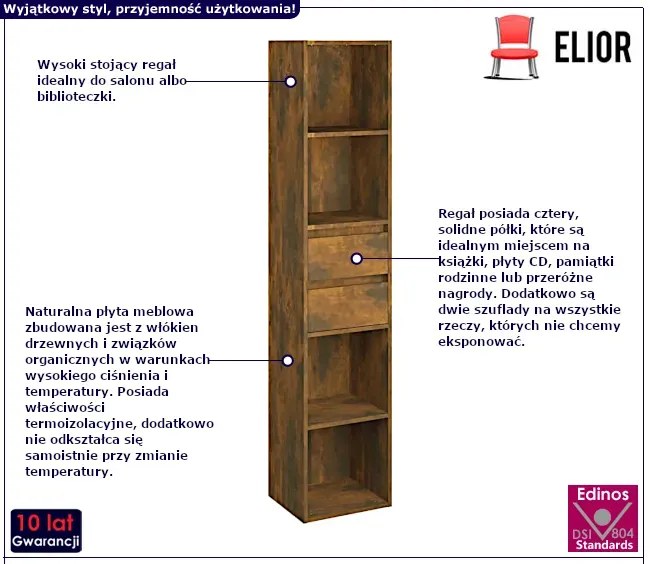 Regał z szufladami w kolorze przydymionego dębu E3-R31
