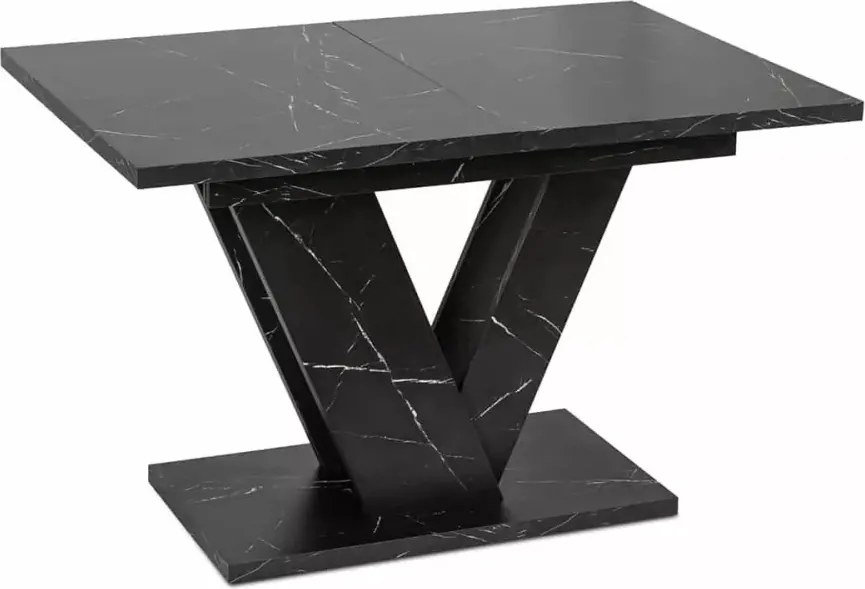 Stół Carrie rozkładany 120/160 cm do jadalni – nowoczesny stół prostokątny glamour z grubym blatem MDF i nogami w kształcie V