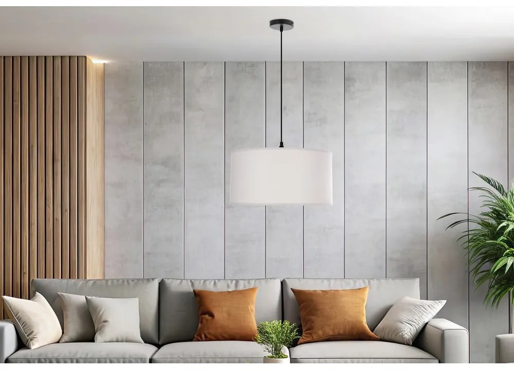 Biała lampa wisząca z tekstylnym kloszem ø 40 cm Shanti – Candellux Lighting