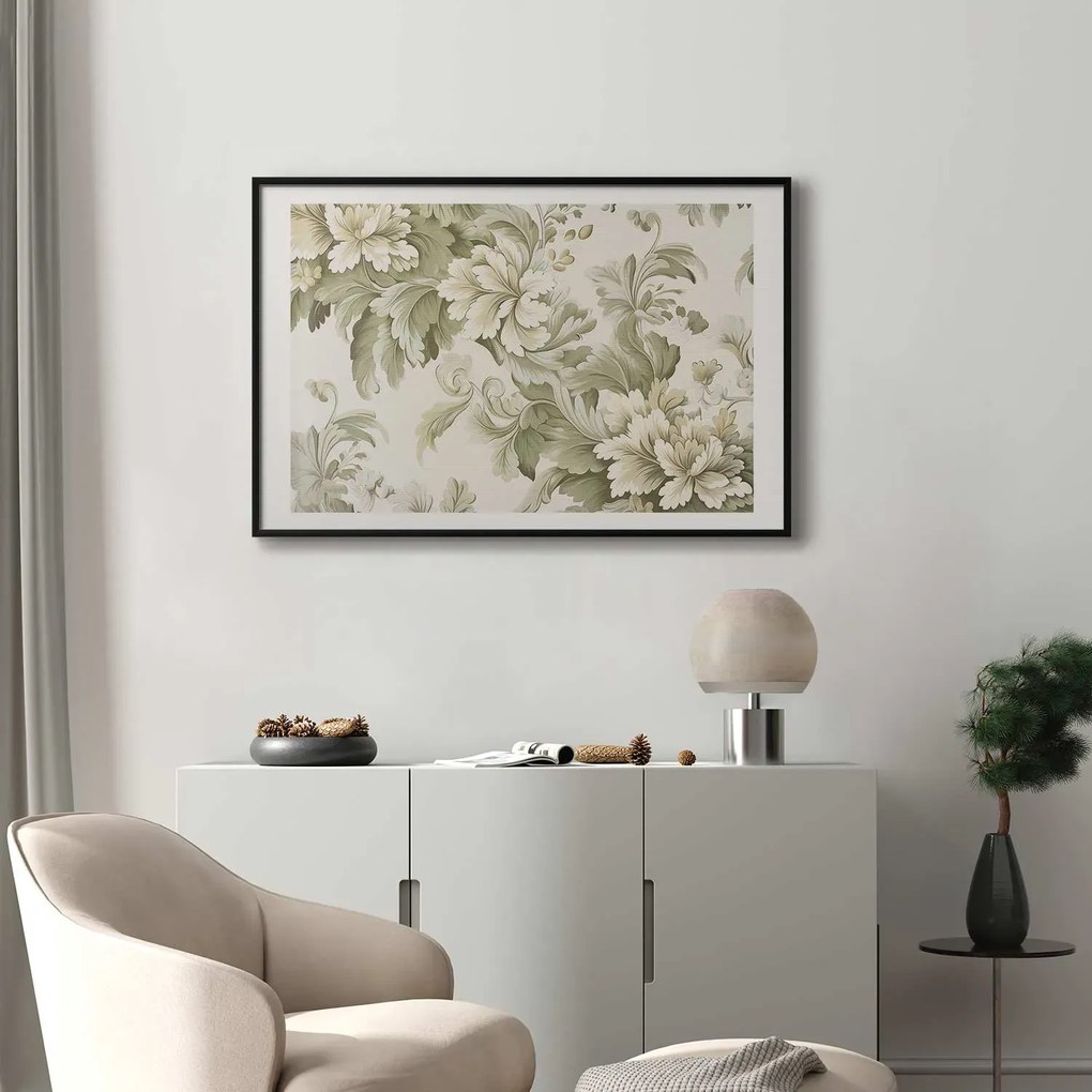 Plakat Vintage kwiaty 60x40 cm z ramą czarną z marginesem ARTGEIST B