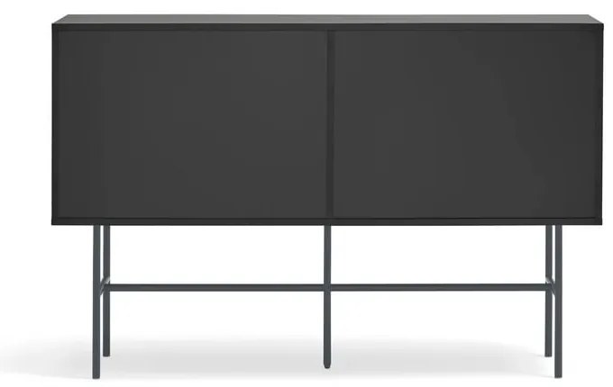 Czarno-antracytowa niska komoda z drzwiami przesuwnymi 140x91 cm Nube – Teulat