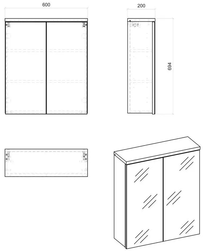 Szafka łazienkowa z lustrem 60 cm R8-H45