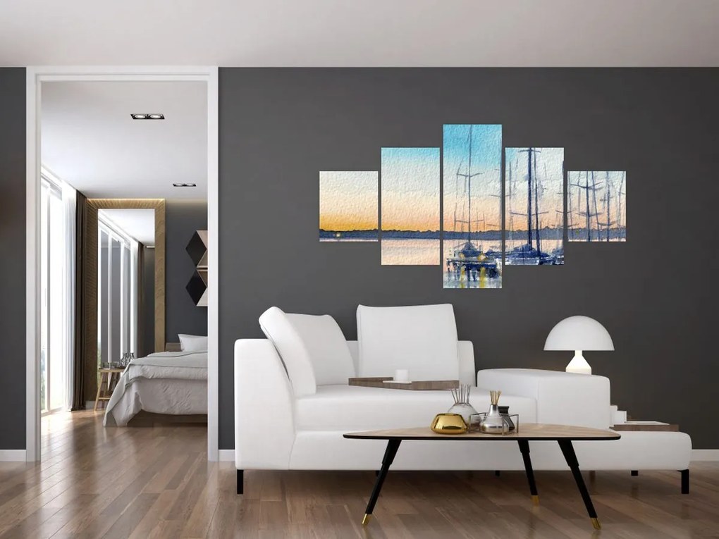 Obraz - Żeglarstwo, akwary (125x70 cm)
