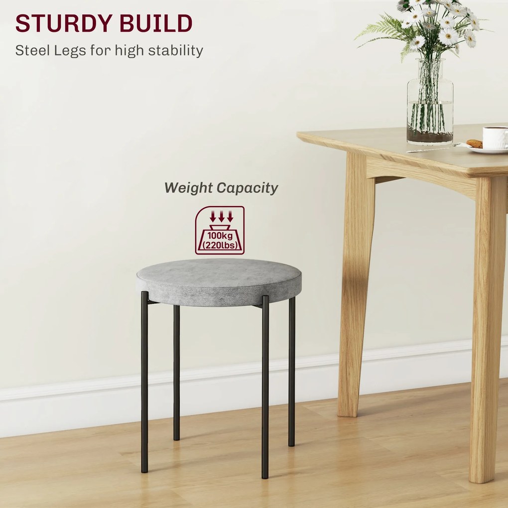 HOMCOM Zestaw 4 hokerów kuchennych aksamitne ciemnoszare do 120 kg stalowy stelaż nowoczesne | Aosom PL