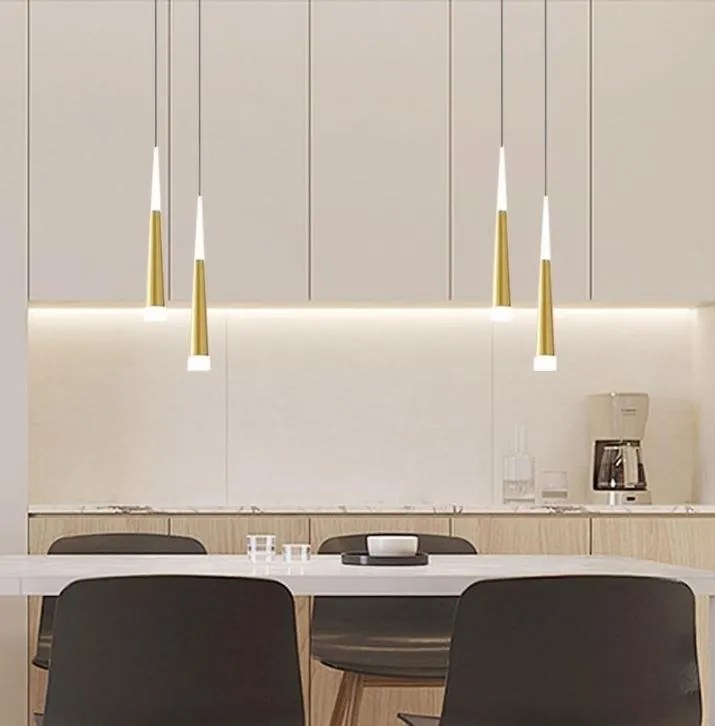 Lampa stożkowa LED z kloszem wiszącym sufitowa AT51-2SL-Złoto