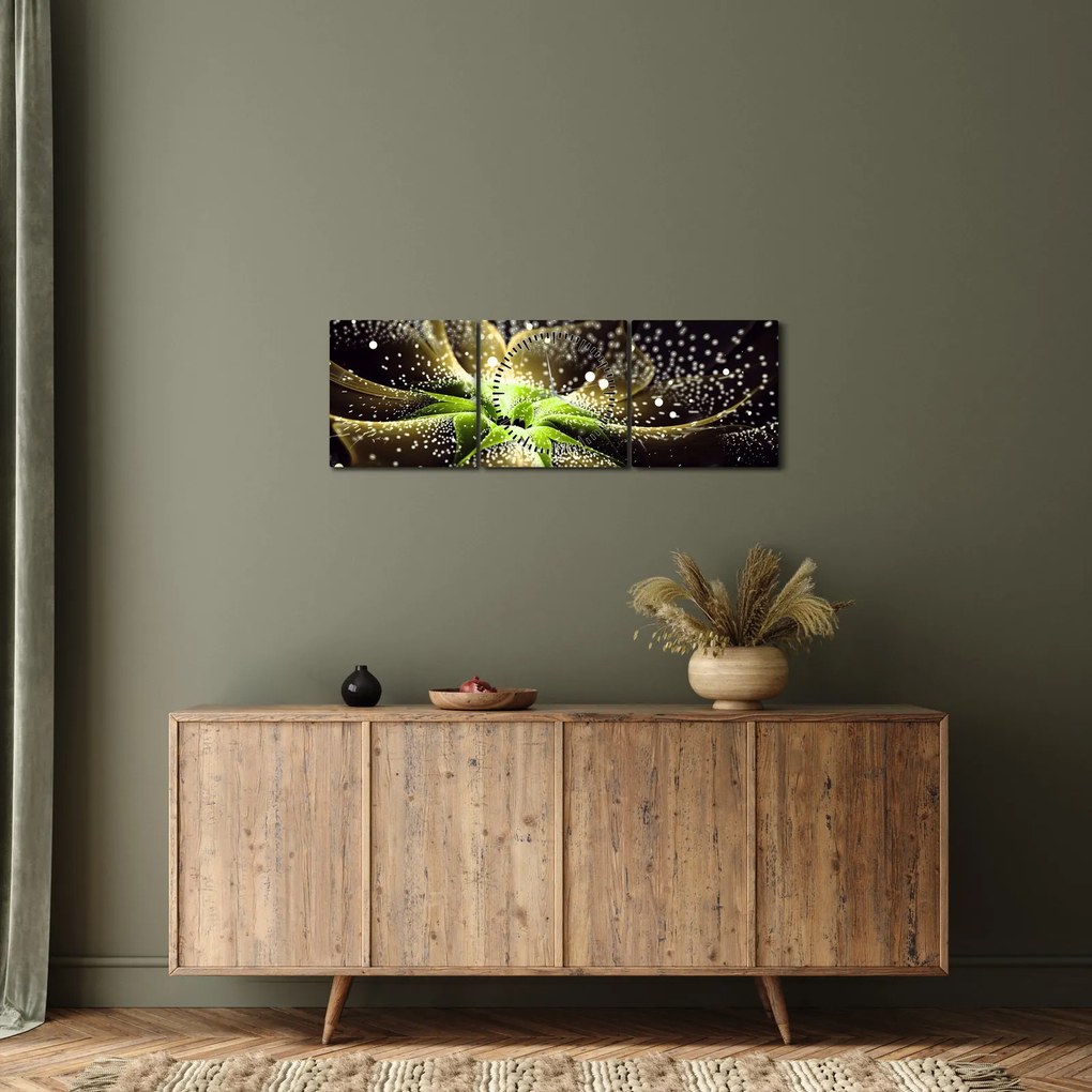 Obraz - Szczegół kwiatu (z zegarem) (90x30 cm)