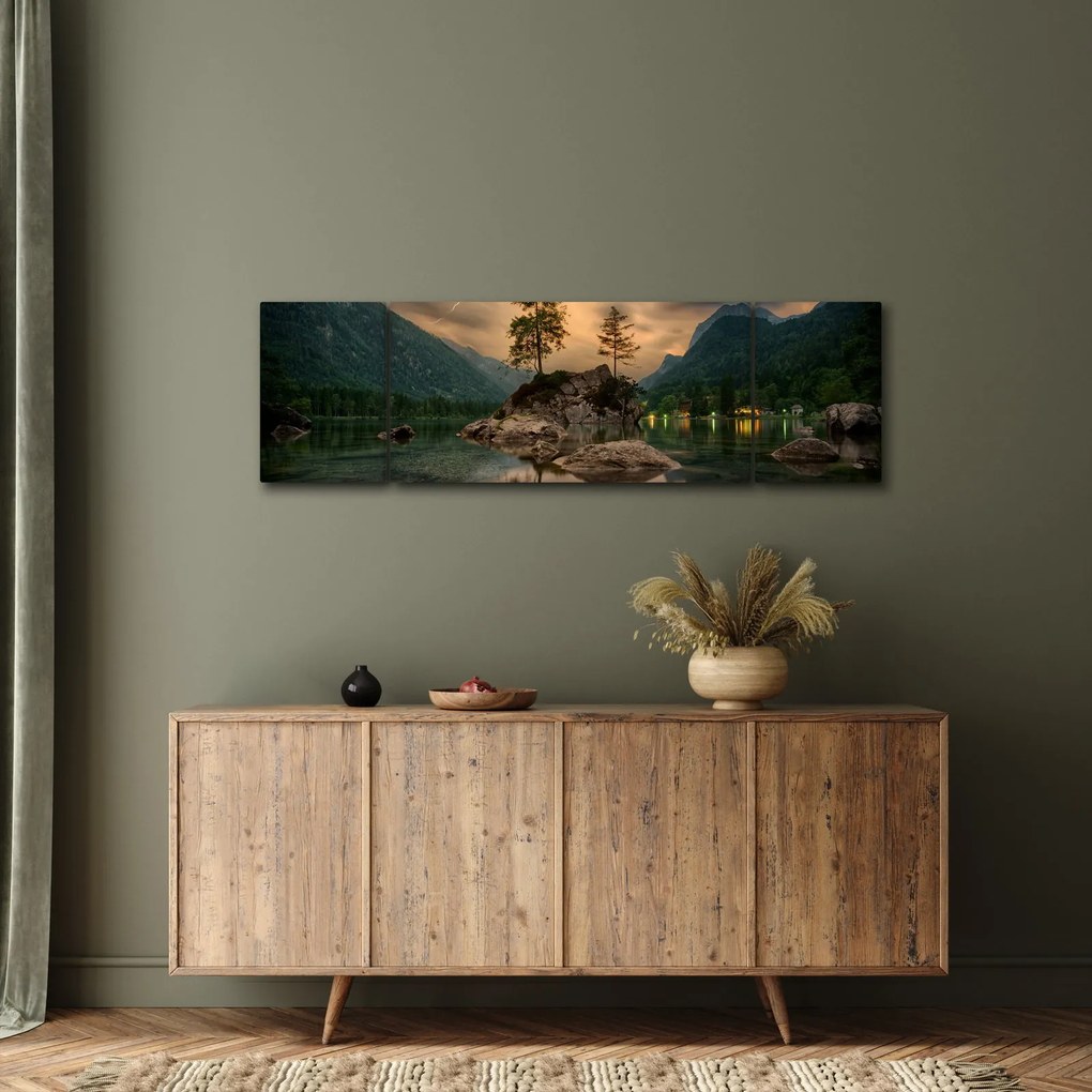 Obraz - jezioro w górach (170x50 cm)