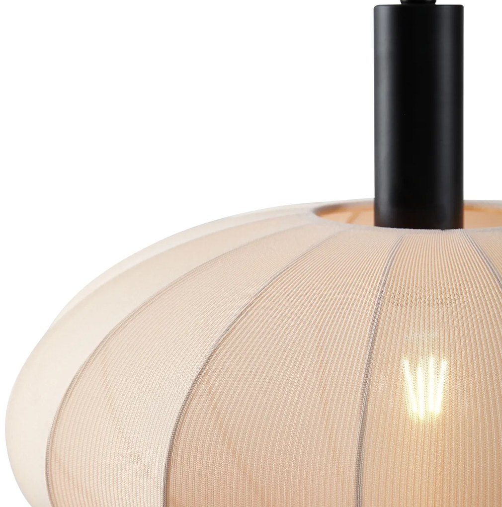 Lampa wisząca Japandi czarna z brązowym materiałowym kloszem 3-źródła światła - BidaJapandi Oswietlenie wewnetrzne