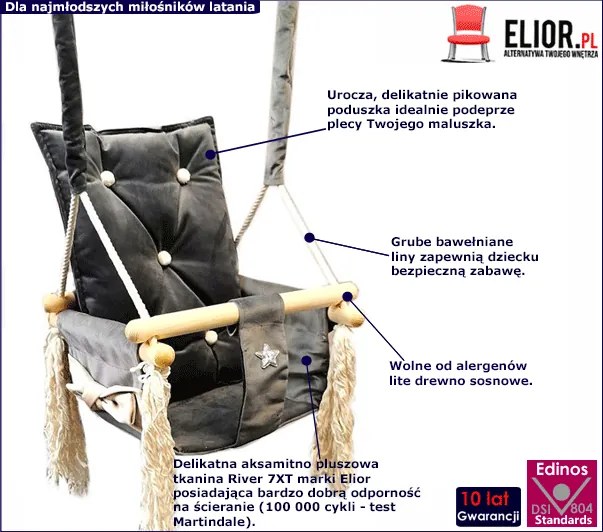 Szara huśtawka dla dziecka Z7-M77