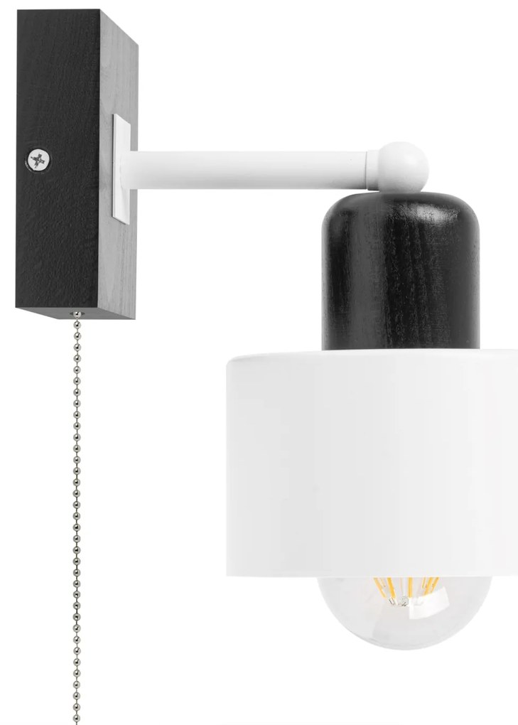 Biało-czarny kinkiet LED SHWD-WE10x10SC jednopunktowy z litego drewna