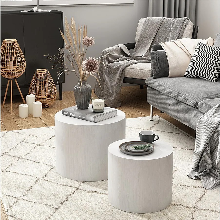 Zestaw stolików kawowych biały 48x48x38 giva