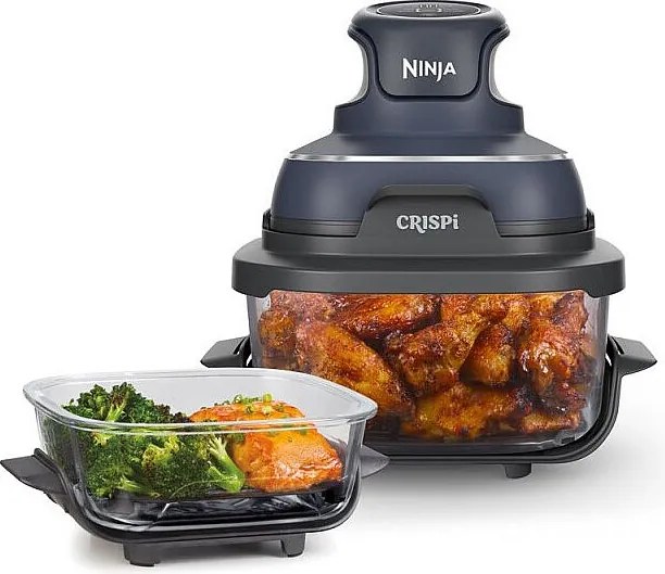 Frytkownica beztłuszczowa Ninja Crispi Airfryer FN101EUGY ze szkła - 29,7x29,3x24,8 cm, kolor czarny