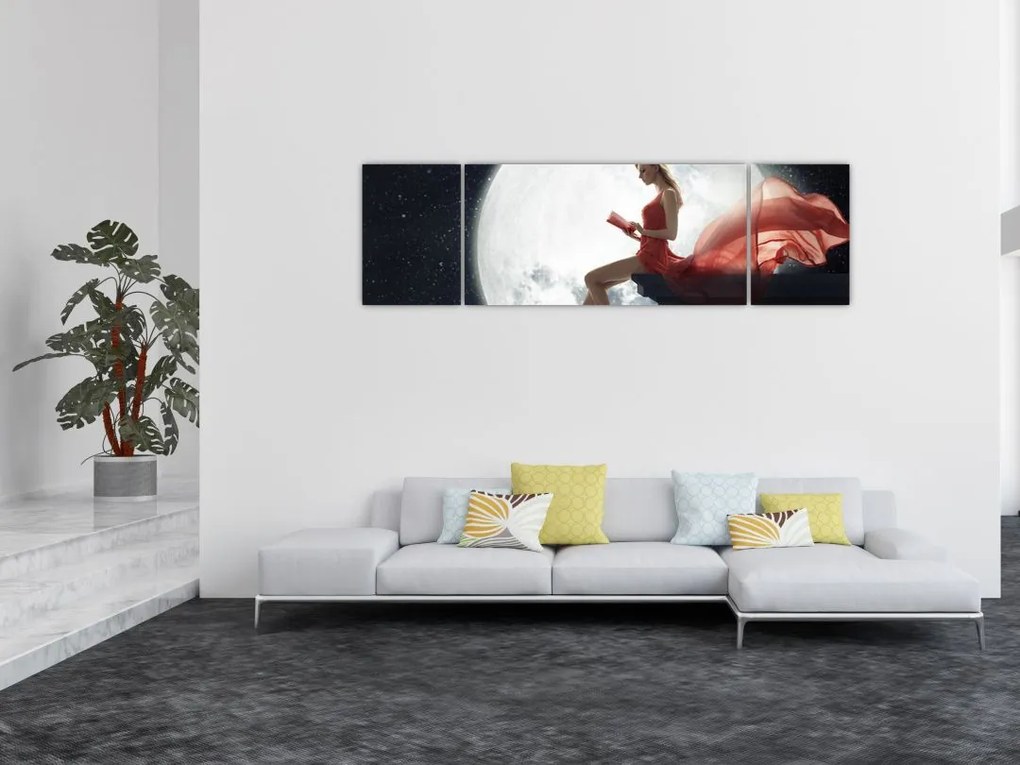 Obraz - Kobieta w świetle księżyca (170x50 cm)