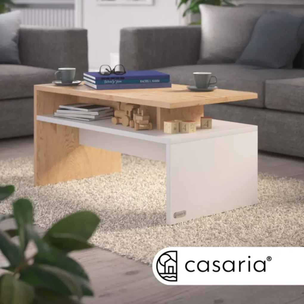 Stolik konferencyjny SACRAMENTO, 95x55x50cm, biała/brązowa Casaria