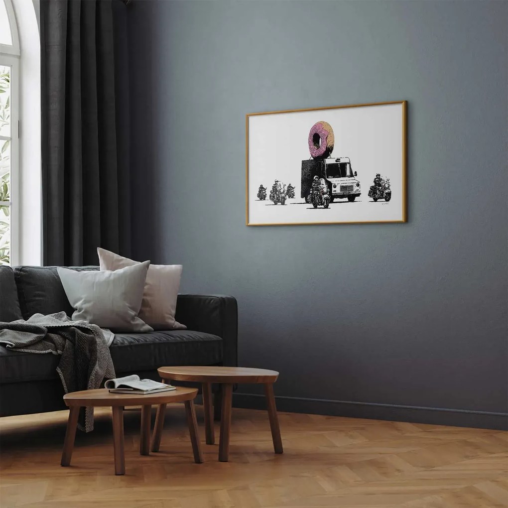 Plakat Pączkowa policja 90x60 cm z ramą złotą bez marginesu ARTGEIST B
