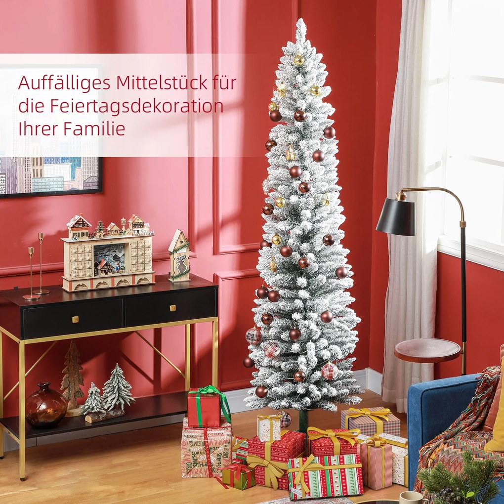 HOMCOM Choinka 210 cm, Girlanda LED, Sztuczne Gałęzie, Ognioodporne, Metalowa Podstawa, Zielony | Aosom PL
