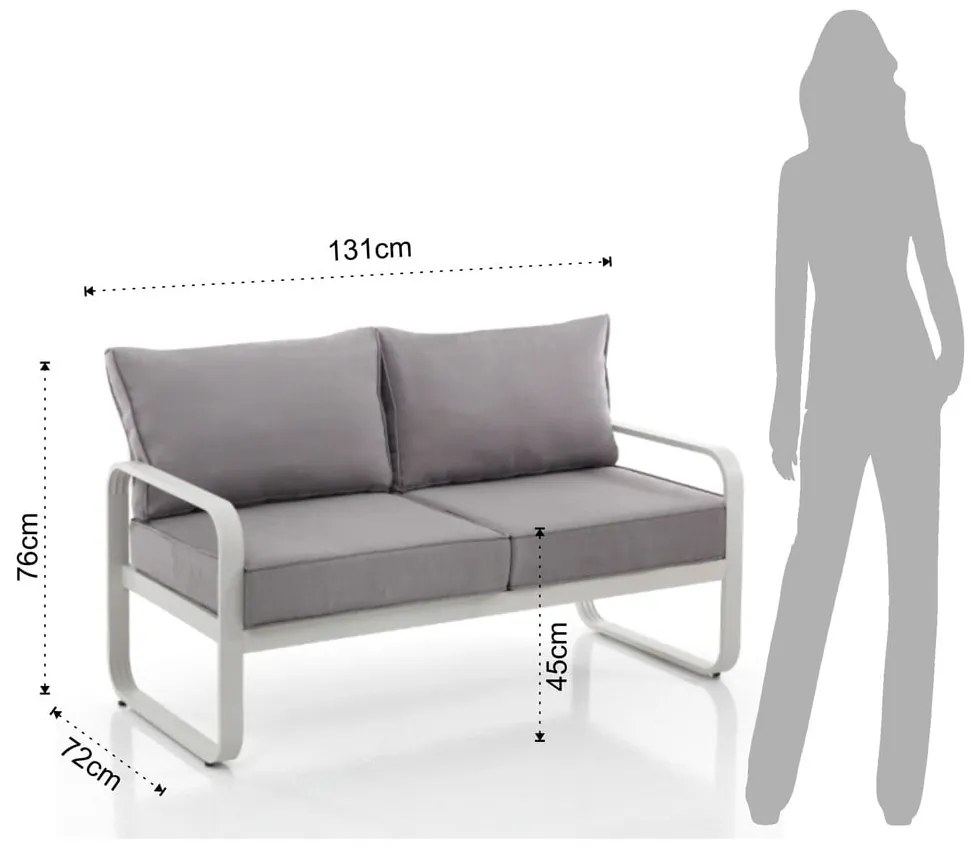 Szara aluminiowa sofa ogrodowa Ischia – Tomasucci