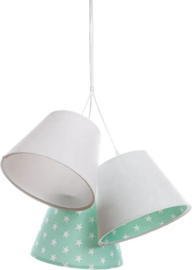 Biało-zielona dziecięca lampa wisząca w gwiazdki G4-D32