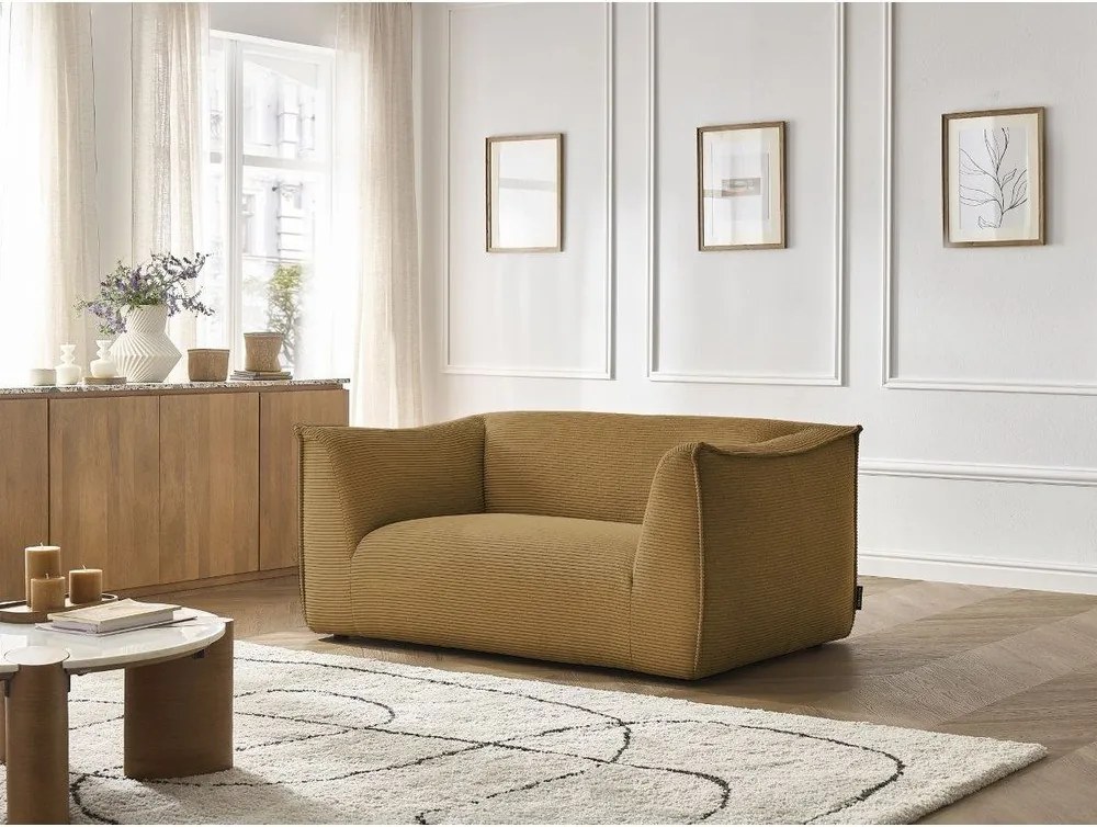 Musztardowa sztruksowa sofa 170 cm Giorgia – Bobochic Paris