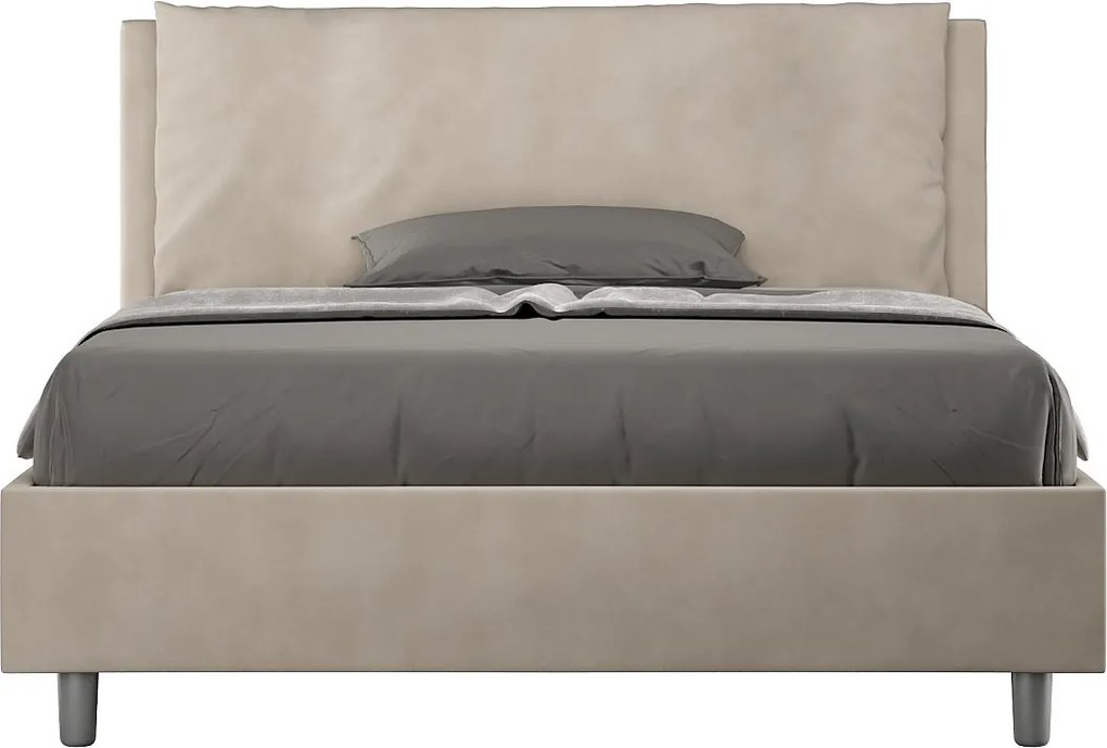 Łóżko bez stelaża tapicerowane 140x190 microfibra piaskowy Antea Large