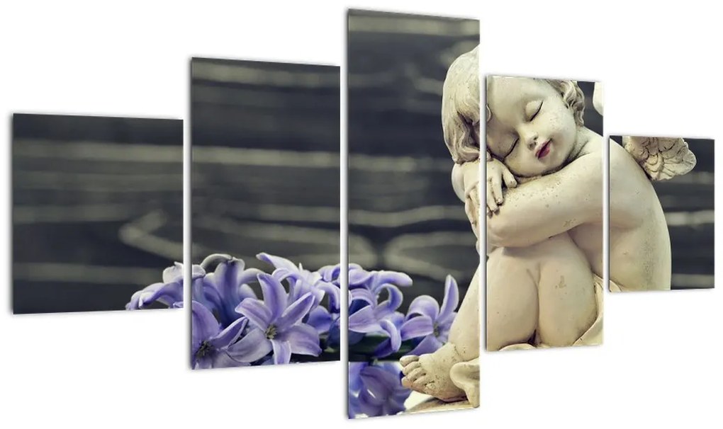 Obraz anioła z kwiatem (125x70 cm)