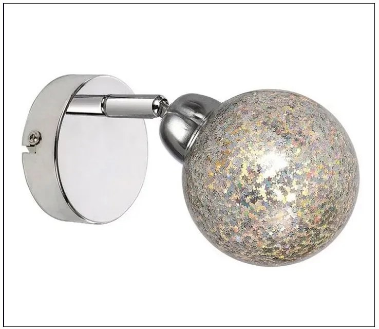 Chromowy kinkiet ścienny LED z gwiazdkami w kloszu - V091-Prozer