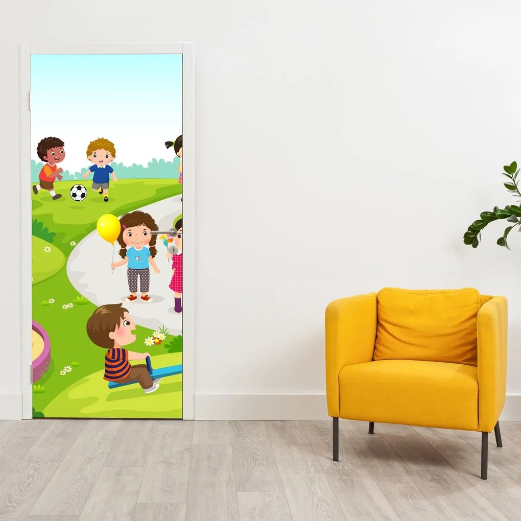Fototapeta na drzwi - Dziecięca zabawa w piaskownicy (95x205cm)