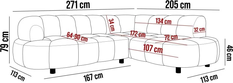 Narożnik VELPA L z elektryczną regulacją siedziska Prawostronny w tkaninie JAGUAR 12 WERSAL