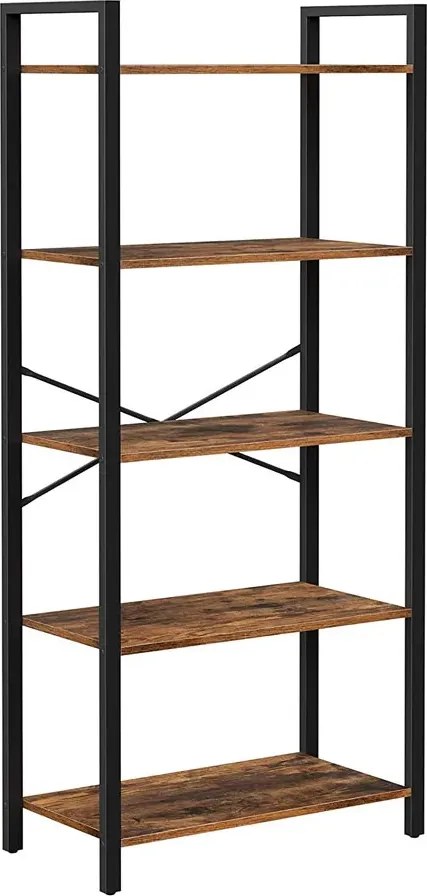 Loftowy regał do salonu z 5 półkami E8-P36