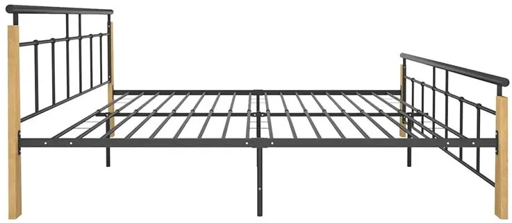 Metalowe łóżko rustykalne czarny + jasny dąb 180x200 cm - Nelo