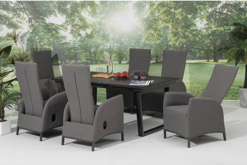 Doppler PARIS LIKA-TEX® szare - luksusowy regulowany fotel ogrodowy - Towar rozpakowany (N352)