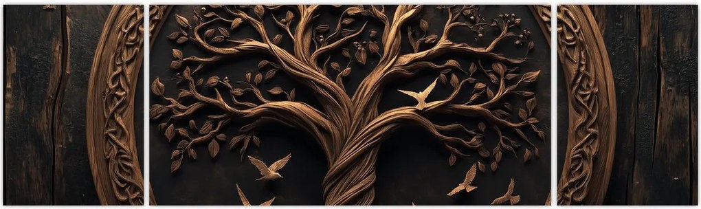 Obraz – Drewniane drzewo życia (170x50 cm)