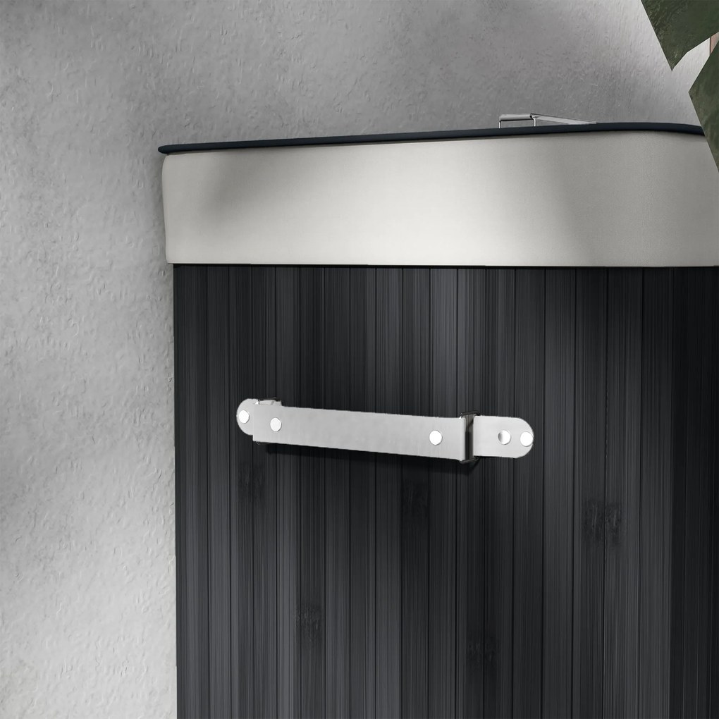 HOMCOM Kosz na pranie, skrzynia na pranie, pojemnik na pranie z pokrywą, worek z płótna, bambus, składany, 72 l, czarny 40 x 30 x 60 cm | Aosom PL