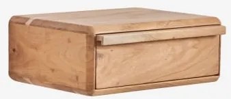 Szafka Nocna Wisząca 40x30 Cm Z Drewna Akacjowego Nordilan Rustykalny Brąz Akacjowy - Sklum