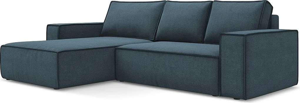 Narożnik lewostronny z funkcją spania - z tkaniny strukturalnej - jeans - KIMO