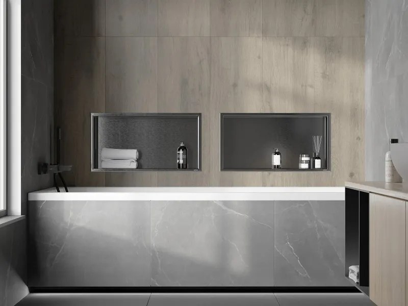 Mexen X-Wall-R półka wnękowa z kołnierzem 60 x 30 cm, gun gray szczotkowany - 19E0603010