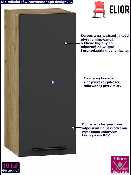 Kuchenna szafka wisząca dąb craft + antracyt - Vokres 20X