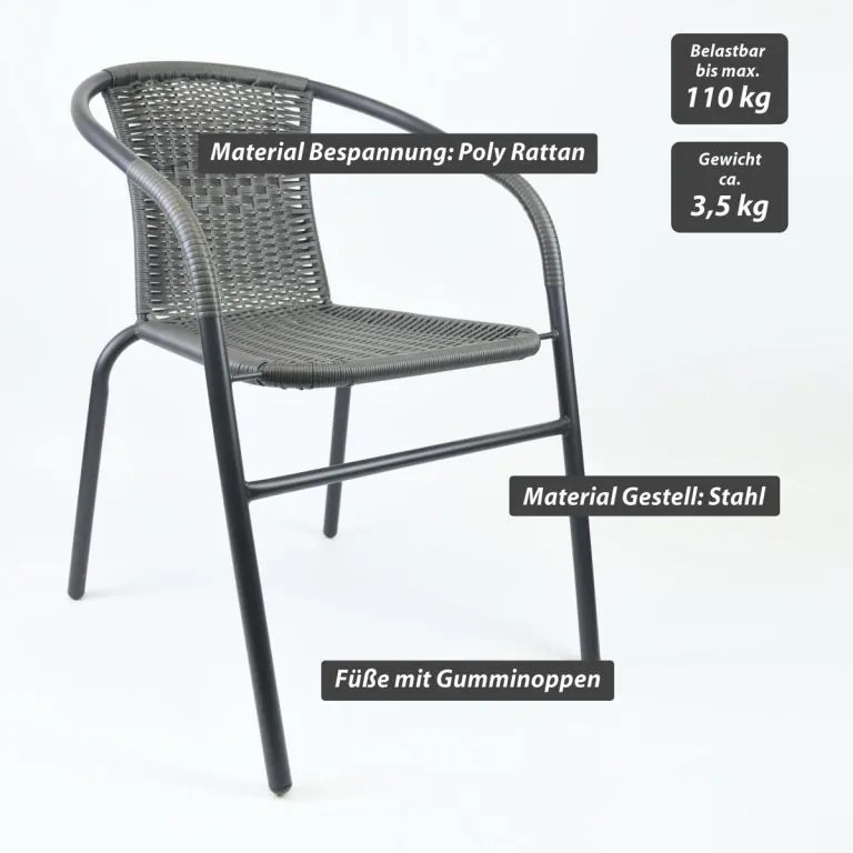 Zestaw krzeseł ogrodowych bistro, szare, 2 szt