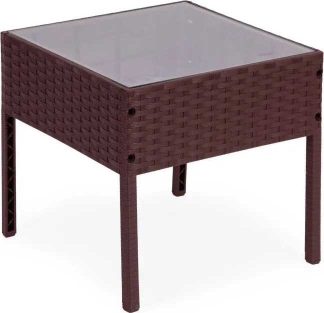 Zestaw mebli ogrodowych Livora 0223 - 2 krzesła i stolik kawowy, kolor brązowy