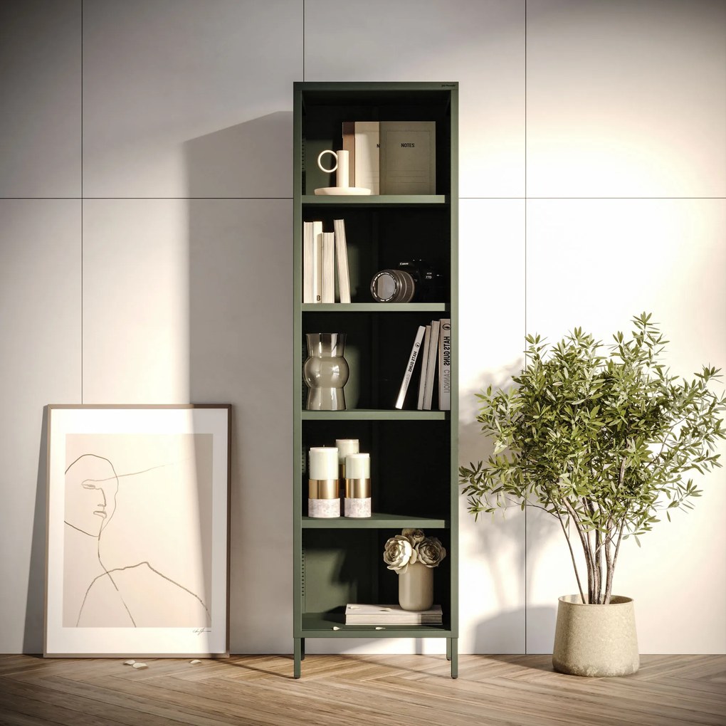 Regał na książki MARIO, 500 x 1800 x 350 mm, Modern: butelkowa zieleń