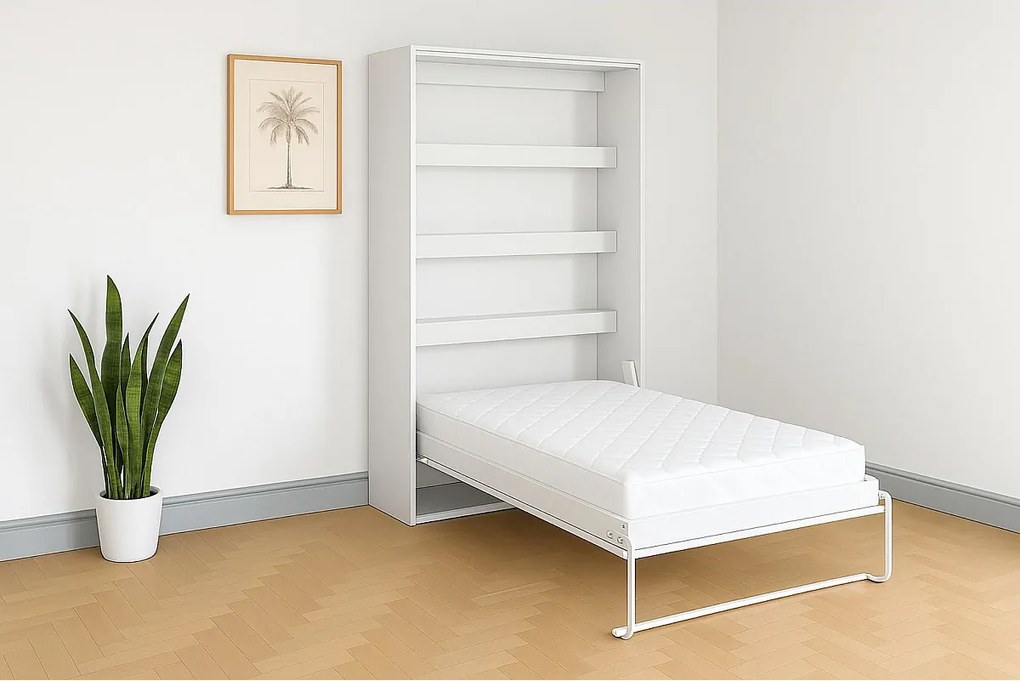 Półkotapczan pionowy Perfekt z materacem, 120x200 cm, Biały + Czarny